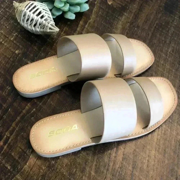 SODA | Tan Slide Sandals - New! - Picture 2 of 3